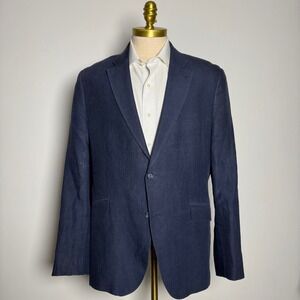 HOWICK TAILORED Navy Blue Linen 44R Blazer Jacket‎ Mens